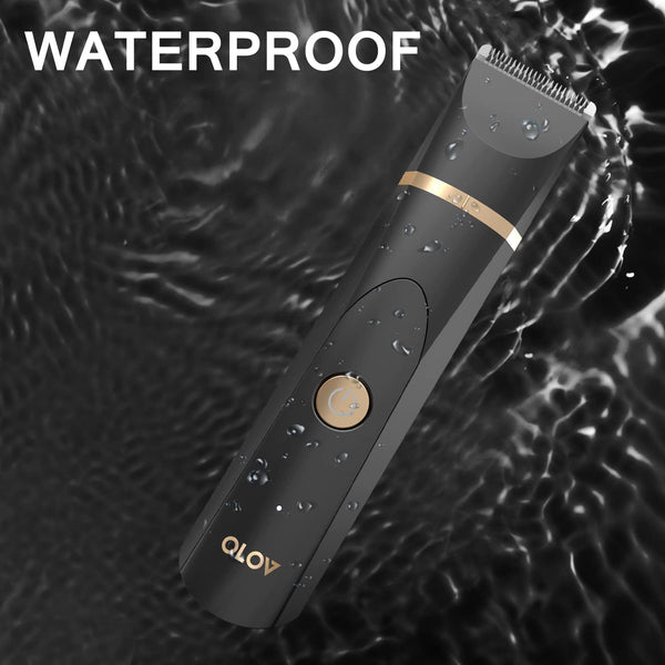 OLOV Electric Groin Hair Trimmer - Ball Trimmer for Men - Nose Hair Trimmer, Replaceable Ceramic Blade Heads, USB Recharge Dock & Nosetrimmer Head, Waterproof Male Hygiene Razor