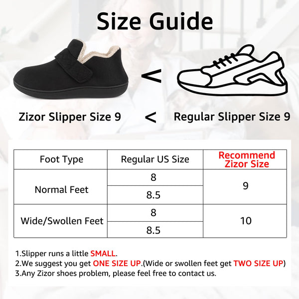 Zizor Women's Ivy Adjustable House Shoes Indoor Outdoor (Black, Size 8)