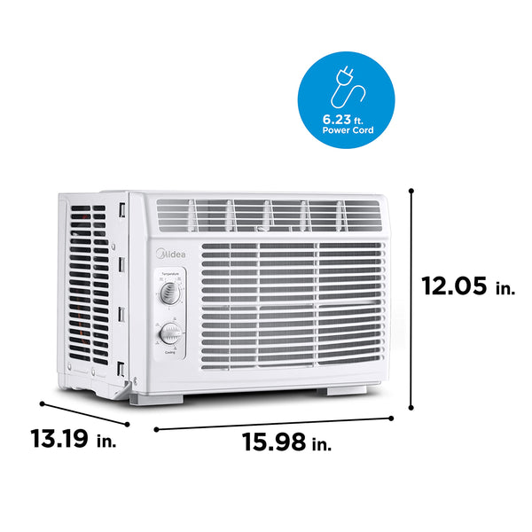 Midea 5,000 BTU EasyCool Small Window Air Conditioner - Cool up to 150 Sq. Ft. with Easy-to-Use Mechanical Controls and Reusable Filter, Perfect for Small Bedroom, Living Room, Home Office