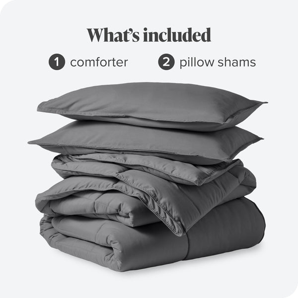 Bare Home Comforter Set - Queen Size - Ultra-Soft - Goose Down Alternative - Premium 1800 Series - All Season Warmth (Queen, Grey)