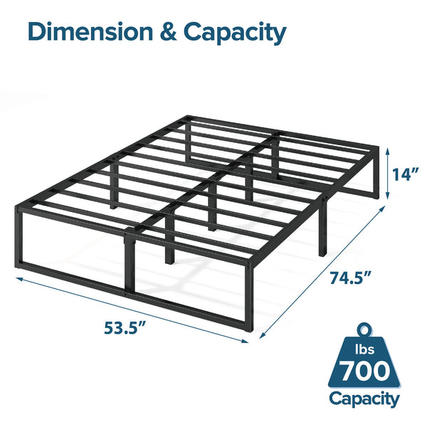 ZINUS Lorelai 14 Inch Metal Platform Bed Frame, Mattress Foundation with Steel Slat Support, No Box Spring Needed, Easy Assembly, Full