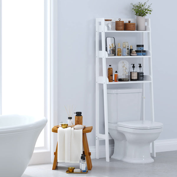 UTEX 3-Shelf Bathroom Organizer Over The Toilet, 3-Tier Shelf, Spacesaver (White)