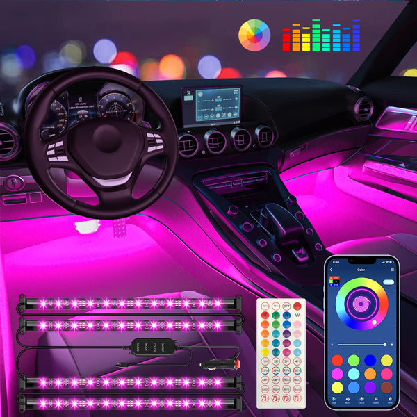 Interior Car Lights Keepsmile Car Accessories APP Control with Remote Music Sync Color Change RGB Under Dash Car Lighting with Charger 12V LED Lights