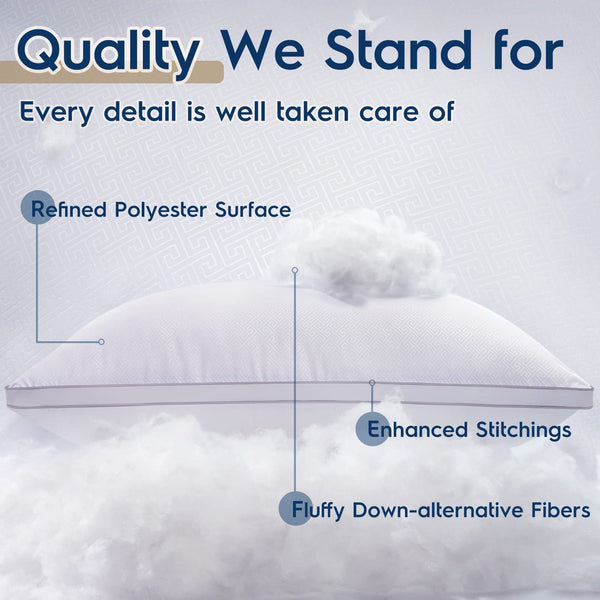 viewstar Pillows Queen Size Set of 2, Bed Pillows for Sleeping, Queen Pillows 2 Pack for Back, Stomach or Side Sleepers, Fluffy Pillows for Bed with Down Alternative, Machine Washable, 20" x 30"