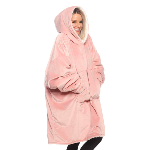 THE COMFY Original | Oversized Microfiber & Sherpa Wearable Blanket, Seen On Shark Tank, One Size Fits All (Blush)
