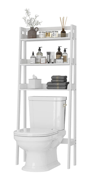 UTEX 3-Shelf Bathroom Organizer Over The Toilet, 3-Tier Shelf, Spacesaver (White)