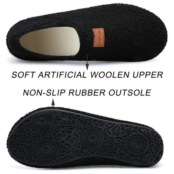 Scurtain Unisex Mens Womens Slippers Lightweight House Slippers Sock Shoes with Non-slip rubber sole Mens Womens Walking Shoes All Black 8.5-9.5