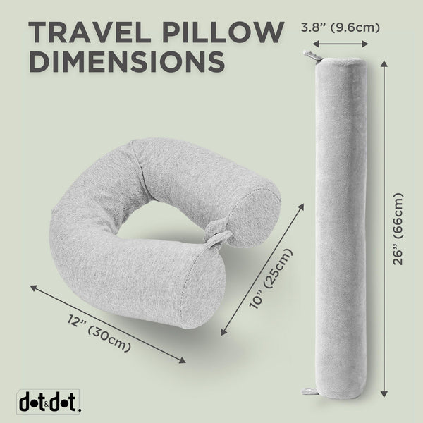 Dot&Dot Twist Memory Foam Travel Pillow for Neck, Chin, Lumbar and Leg Support - Neck Pillows for Sleeping Travel Airplane for Side, Stomach and Back Sleepers - Adjustable, Bendable Roll Pillow
