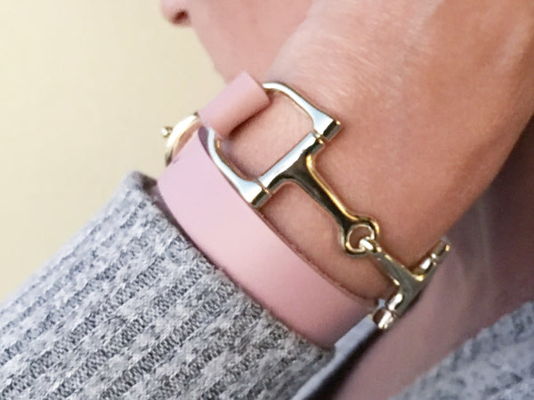 Soft Pink Leather Horse Bit Bracelet    | Ideana