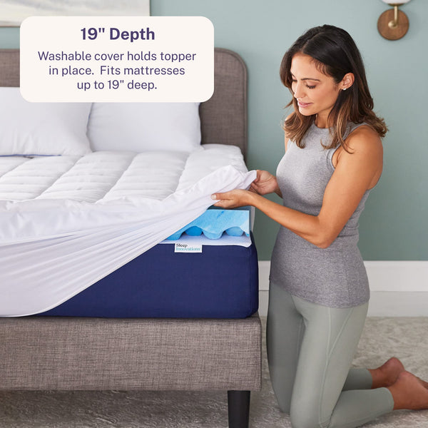 Sleep Innovations Dual Layer 4 Inch Memory Foam Mattress Topper, King Size, Ultra Soft Support, 3 Inch Cooling Gel Memory Foam Plus 1 Inch Fluffy Pillow Top Cover