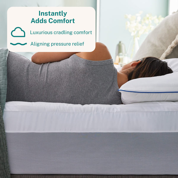 Sleep Innovations Dual Layer 4 Inch Memory Foam Mattress Topper, King Size, Ultra Soft Support, 3 Inch Cooling Gel Memory Foam Plus 1 Inch Fluffy Pillow Top Cover