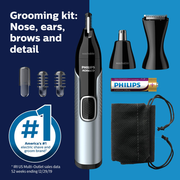 Philips Norelco Nose Trimmer 5000 for Nose, Ears, Eyebrows Trimming Kit, NT5600/62