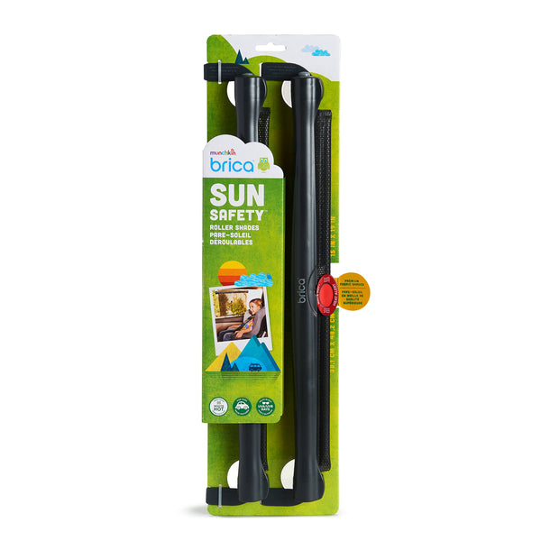 Munchkin® Brica® Sun Safety™ Car Window Roller Shade with White Hot® Heat Alert, 2 Pack, Black