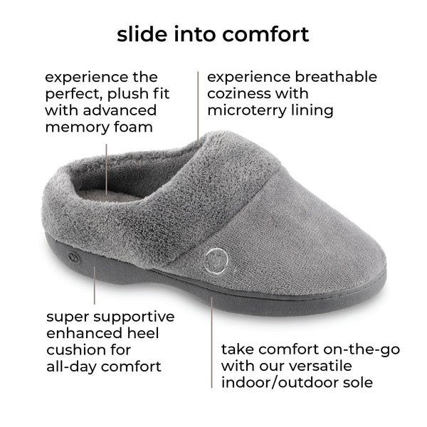 isotoner womens Classic slippers, Ash, 8.5-9 US