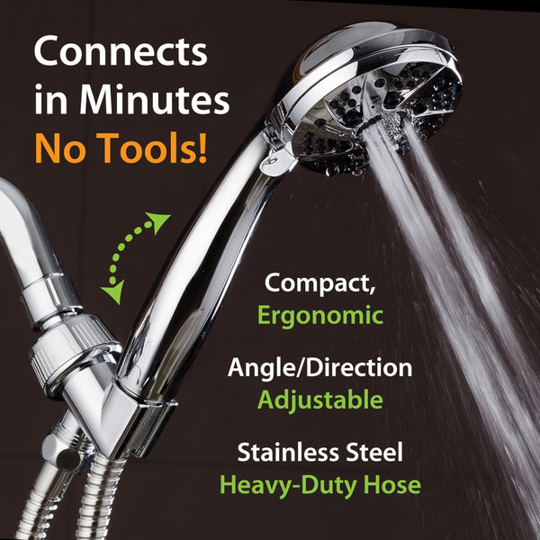 AquaDance High Pressure 6-Setting 3.5" Chrome Face Handheld Shower with Hose for the Ultimate Shower Experience! Officially Independently Tested to Meet Strict US Quality & Performance Standards!