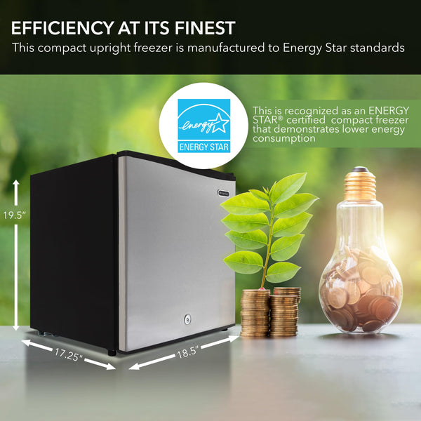 Whynter CUF-112SS Mini, 1.1 Cubic Foot Energy Star Rated Small Upright Freezer with Lock, Stainless Steel