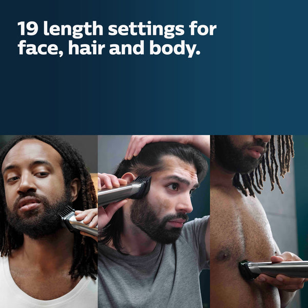 Philips Norelco Multigroom Series 9000 - 21 piece Men's Grooming Kit for beard, body, face, nose, ear hair trimmer w/ premium storage case, MG9510/60
