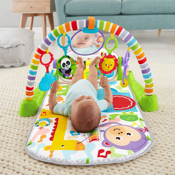 Fisher-Price Baby Playmat Deluxe Kick & Play Piano Gym & Maracas with Smart Stages Learning Content,5 Linkable Toys & 2 Soft Rattles (Amazon Exclusive)