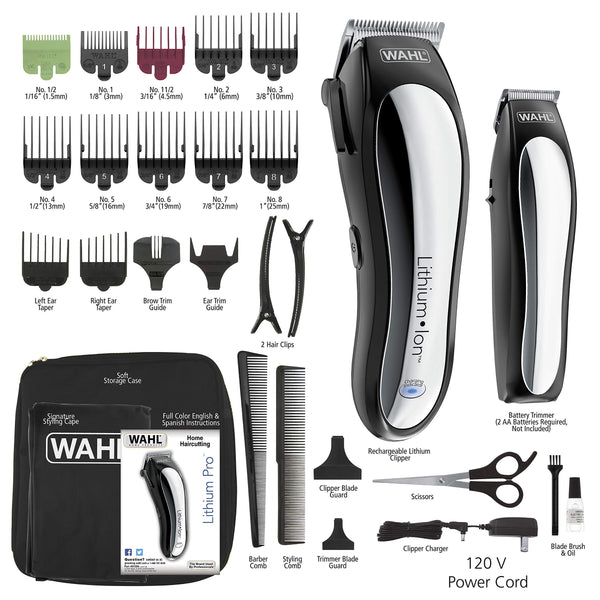 Wahl USA Clipper Rechargeable Lithium Ion Cordless Haircutting Clipper & Battery Trimming Combo Kit – Electric Clipper for Grooming Heads, Beards, & All Body Grooming – Model 79600-2101P