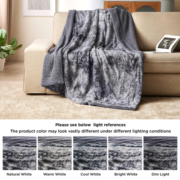 Bedsure Fuzzy Blanket for Couch - Grey, Soft and Warm Plush Sherpa, Cozy and Furry Faux Fur, Reversible Throw Blankets for Sofa and Bed, 50x60 Inches