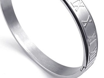 Wide Cuff Bracelet with Roman Numeral | Ideana Silver