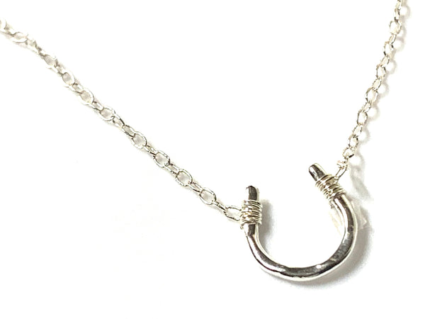 Large Horseshoe Necklace - Hammered in Sterling .925 Silver