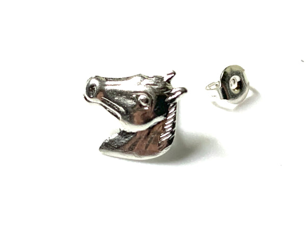 Horse Head Stud Earrings in Sterling Silver
