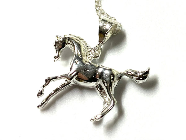 Horse Equine Pendant Necklace in Solid Sterling 925 Silver