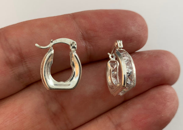 Sterling Silver Rhinestone Horseshoe Earrings