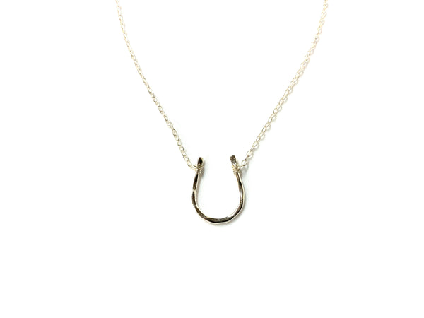 Large Horseshoe Necklace - Hammered in Sterling .925 Silver